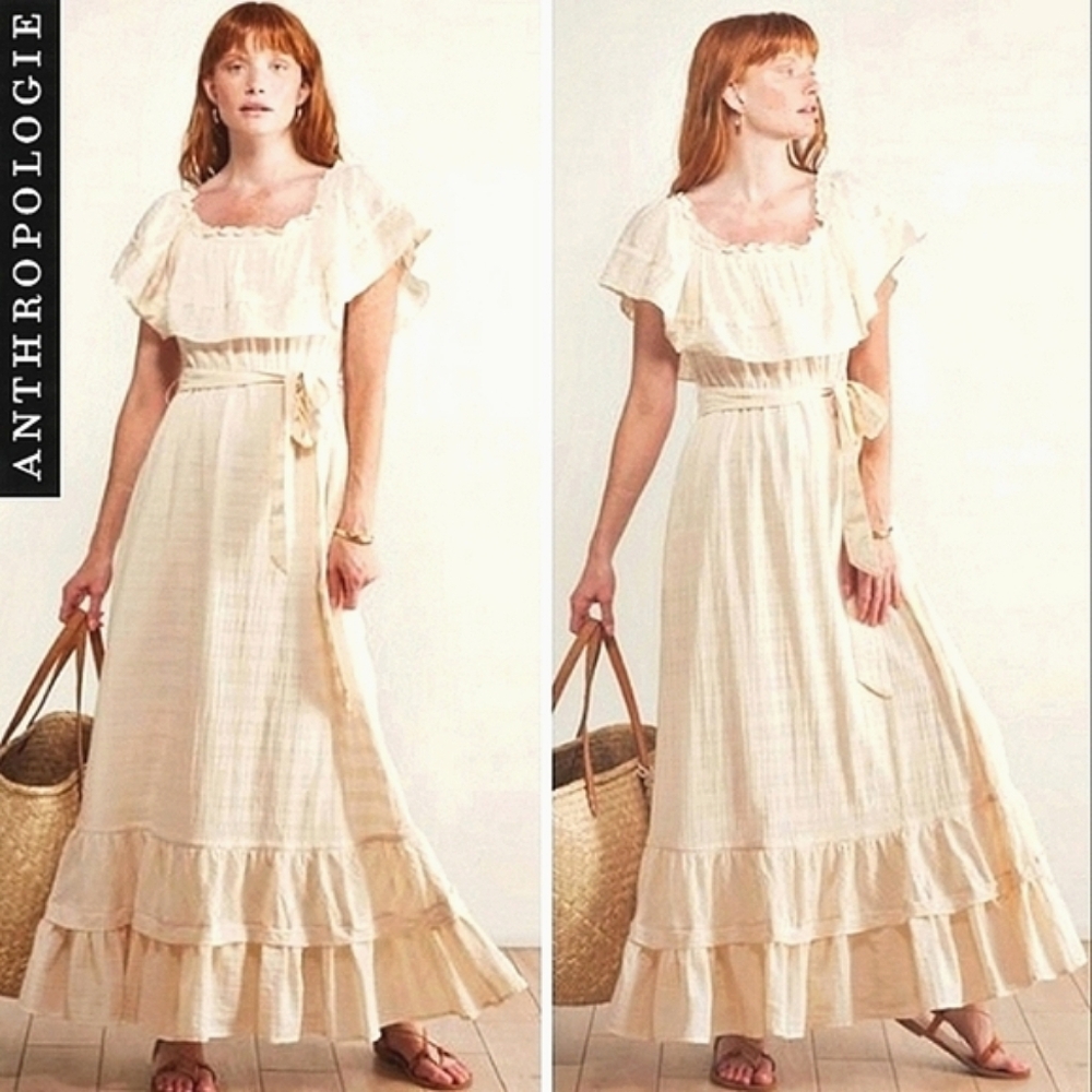 RARE*ANTHRO THE ODELLS Lucille Breezy Cotton Bohemian Maxi Dress $340/TOP RATED
